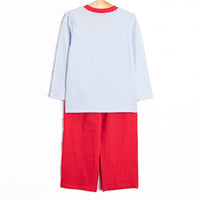 Checking It Twice Applique Pant Set, Blue