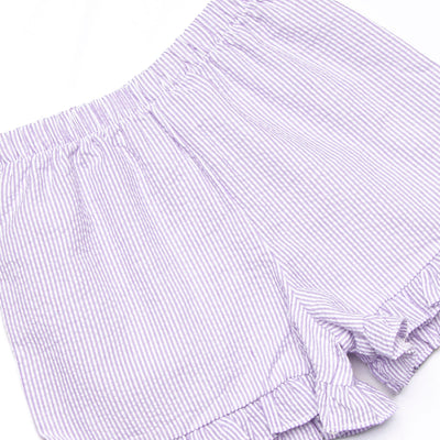 Spring Stripes Ruffle Short Set, Purple