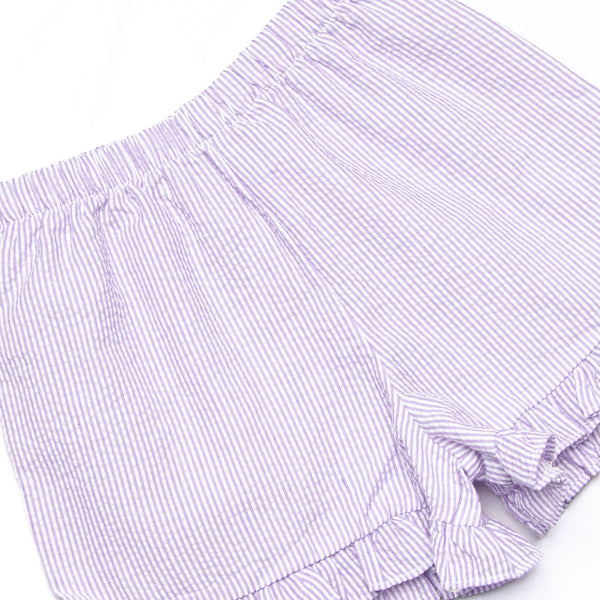 Spring Stripes Ruffle Short Set, Purple