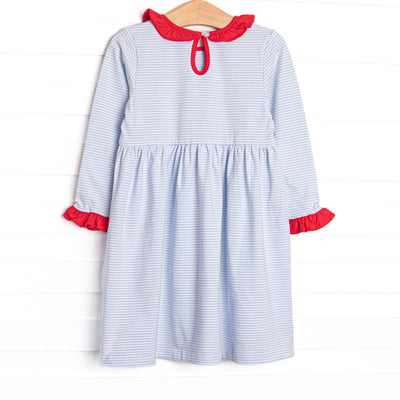 Checking It Twice Applique Dress, Blue