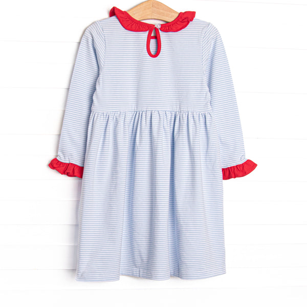 Checking It Twice Applique Dress, Blue