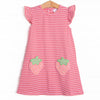 Pocketful of Berries Applique Dress, Red