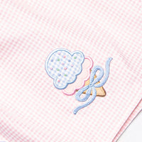 Soft Serve Scoops Applique Ruffle Strap Short Set, Pink