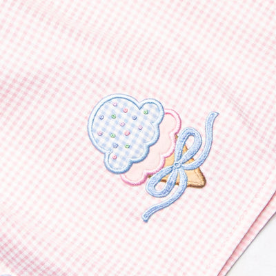 Soft Serve Scoops Applique Ruffle Strap Short Set, Pink