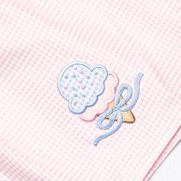 Soft Serve Scoops Applique Ruffle Strap Short Set, Pink