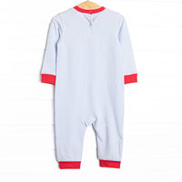 Checking It Twice Applique Romper, Blue