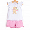 Pups and Pails Applique Ruffle Short Set, Pink