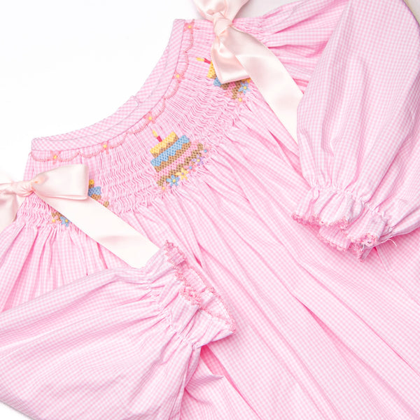 Frosted Up Florals Smocked Bishop Dress, Pink