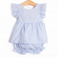 Ava Diaper Set, Blue Seersucker