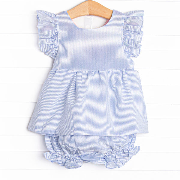 Ava Diaper Set, Blue Seersucker