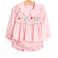 Holiday Glow Smocked Diaper Set, Pink