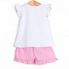 Pups and Pails Applique Ruffle Short Set, Pink