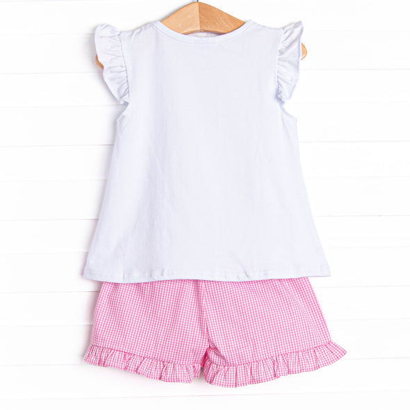 Pups and Pails Applique Ruffle Short Set, Pink