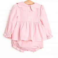 Holiday Glow Smocked Diaper Set, Pink