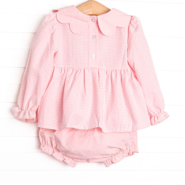 Holiday Glow Smocked Diaper Set, Pink