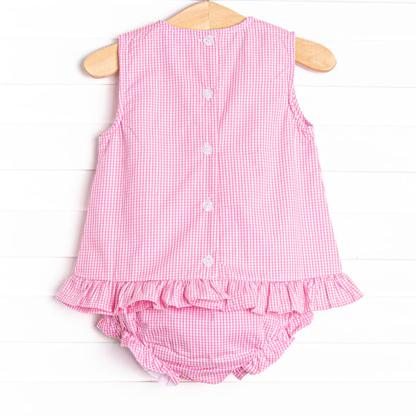 Pups and Pails Applique Ruffle Diaper Set, Pink