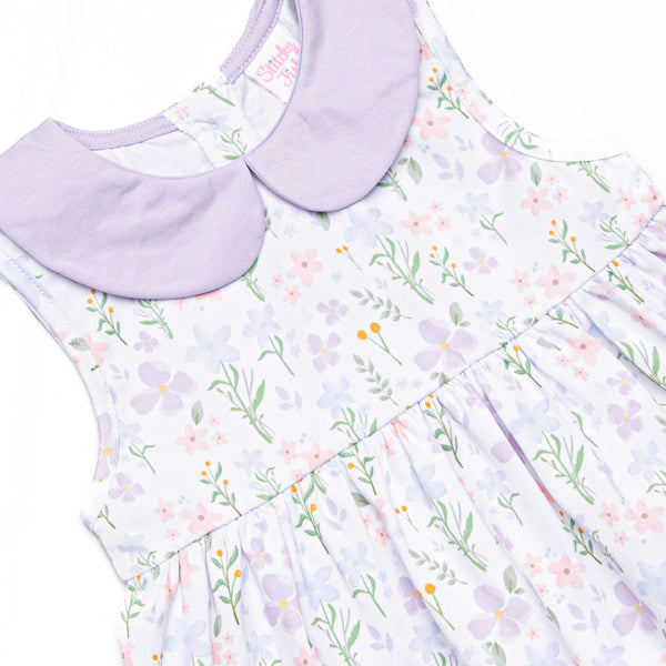Picking Wildflowers Collared Short Set, Purple