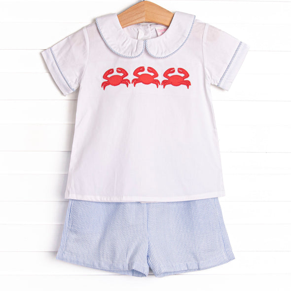 Sandy Shuffle Applique Short Set, Blue