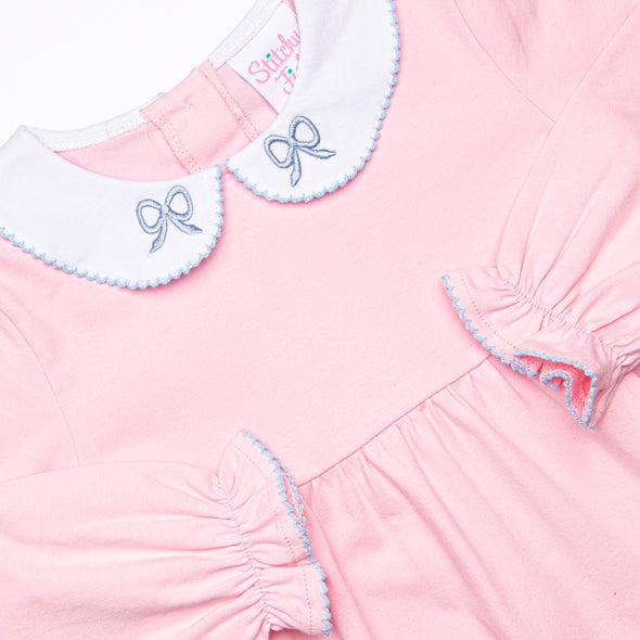 Beautiful Bows Embroidered Romper, Pink