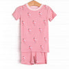 Frills and Flamingos Bamboo Pajama Short Set, Pink