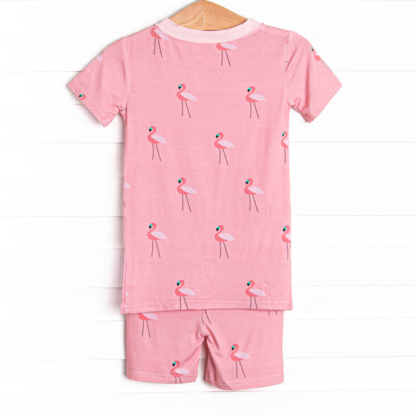 Frills and Flamingos Bamboo Pajama Short Set, Pink