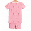 Frills and Flamingos Bamboo Pajama Short Set, Pink
