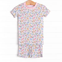 Abundant Blooms Bamboo Pajama Short Set, Pink