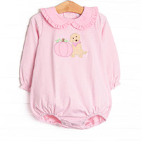 Pumpkin Pup Applique Bubble, Pink