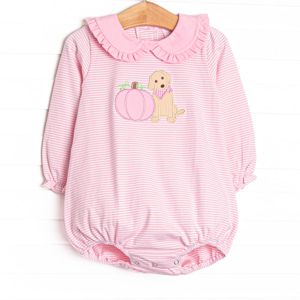 Pumpkin Pup Applique Bubble, Pink