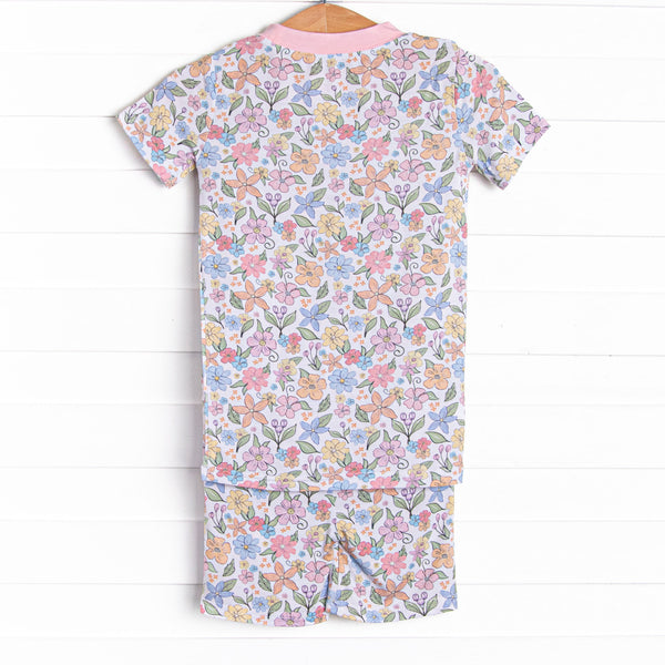Abundant Blooms Bamboo Pajama Short Set, Pink