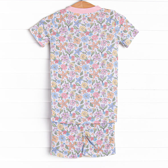 Abundant Blooms Bamboo Pajama Short Set, Pink