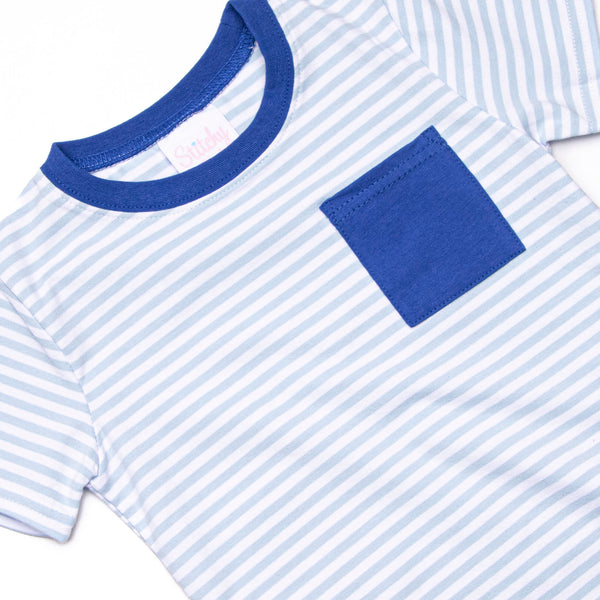 Evan Short Set, Royal and Light Blue Stripe
