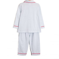 Smocked Santa Lounge Set, Blue Stripe