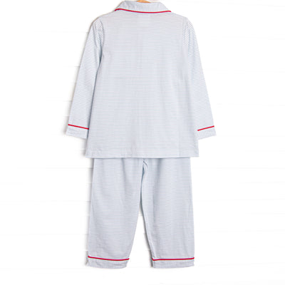 Smocked Santa Lounge Set, Blue Stripe