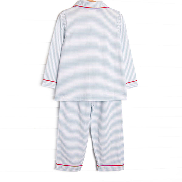Smocked Santa Lounge Set, Blue Stripe