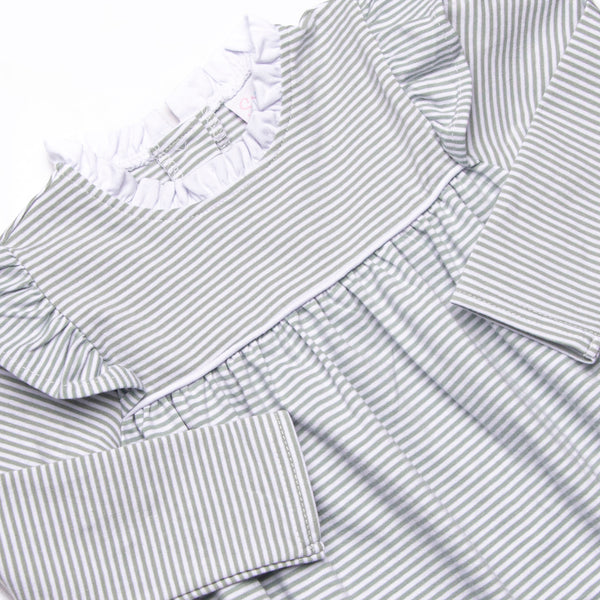 Grace Long Sleeve Bubble, Sage Stripe