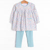 Kaleidoscopic Blossom Legging Set, Blue
