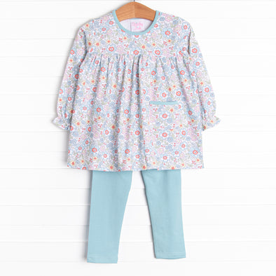 Kaleidoscopic Blossom Legging Set, Blue