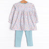 Kaleidoscopic Blossom Legging Set, Blue