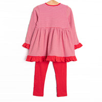 Santa's Treat Trio Applique Ruffle Legging Set, Red