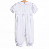 Picked in the Patch Applique Romper, Blue Bitty Dot