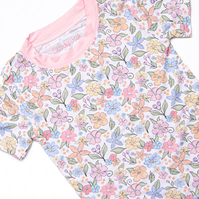 Abundant Blooms Bamboo Pajama Short Set, Pink