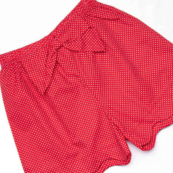 An Apple a Day Applique Ruffle Short Set, Blue and Red