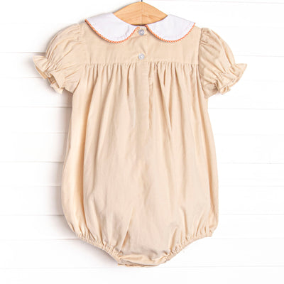 Turkey Trot Embroidered Girl Bubble, Tan
