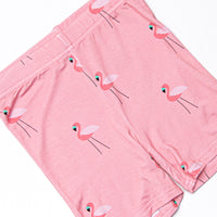 Frills and Flamingos Bamboo Pajama Short Set, Pink