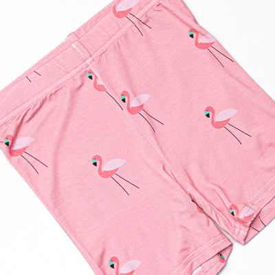 Frills and Flamingos Bamboo Pajama Short Set, Pink