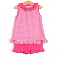Hannah Short Set, Hot Pink Stripe
