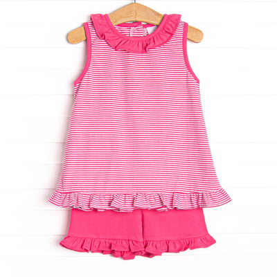 Hannah Short Set, Hot Pink Stripe