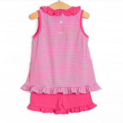 Hannah Short Set, Hot Pink Stripe