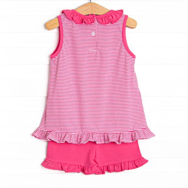 Hannah Short Set, Hot Pink Stripe